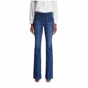 FRAME Le High Flare Jeans 31 Blue High Rise Stretch Denim Boho Chic